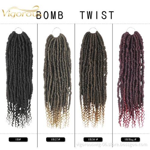 Vigorous Wholesale Fiber Hande Twist Wig Extension Short Darling Brown Pre Plucked Curly African Crochet Braid Hair